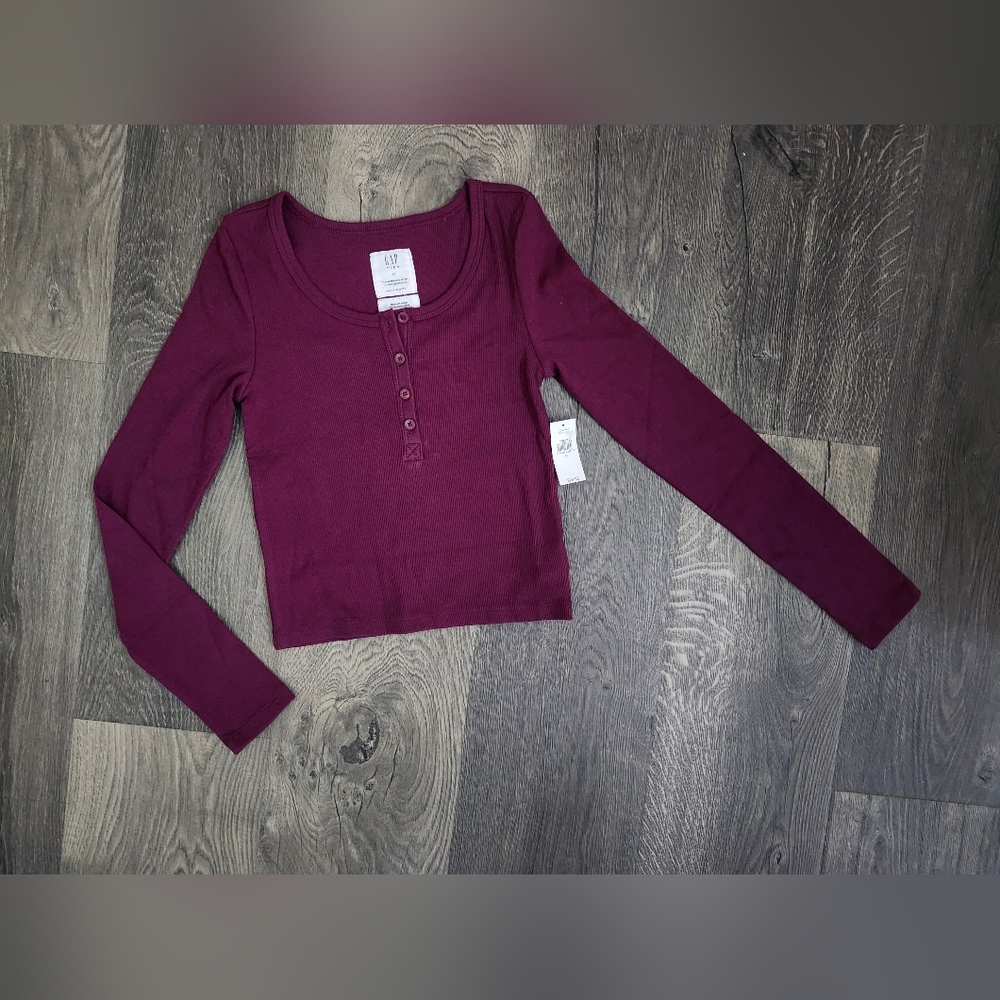 GAP Teen Purple Henley Top